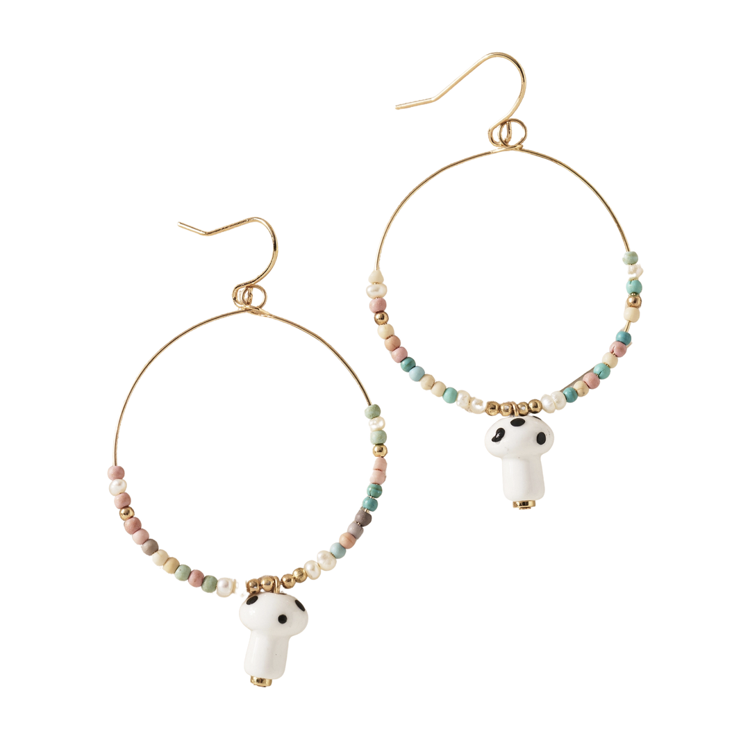 Mushroom Beaded Dangle Earrings