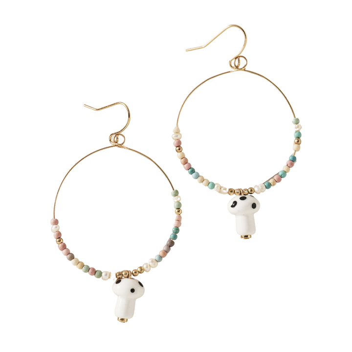 Mushroom Beaded Dangle Earrings