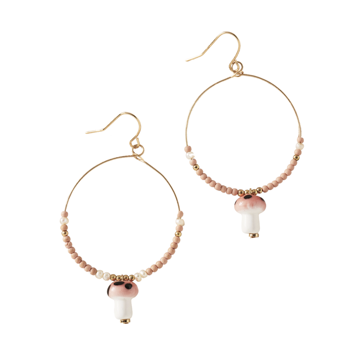Mushroom Beaded Dangle Earrings