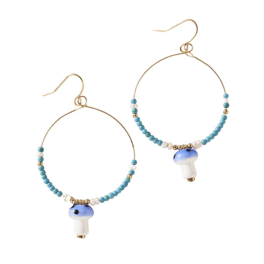 Mushroom Beaded Dangle Earrings
