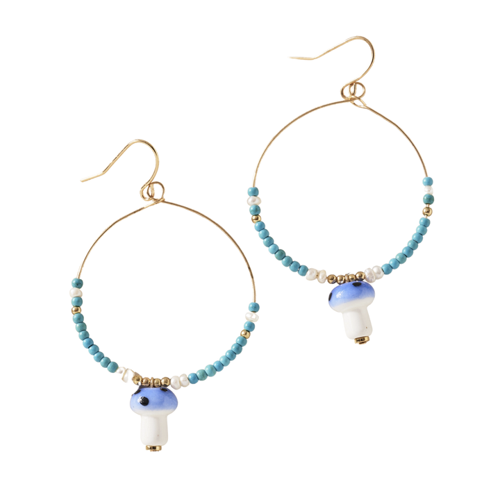 Mushroom Beaded Dangle Earrings