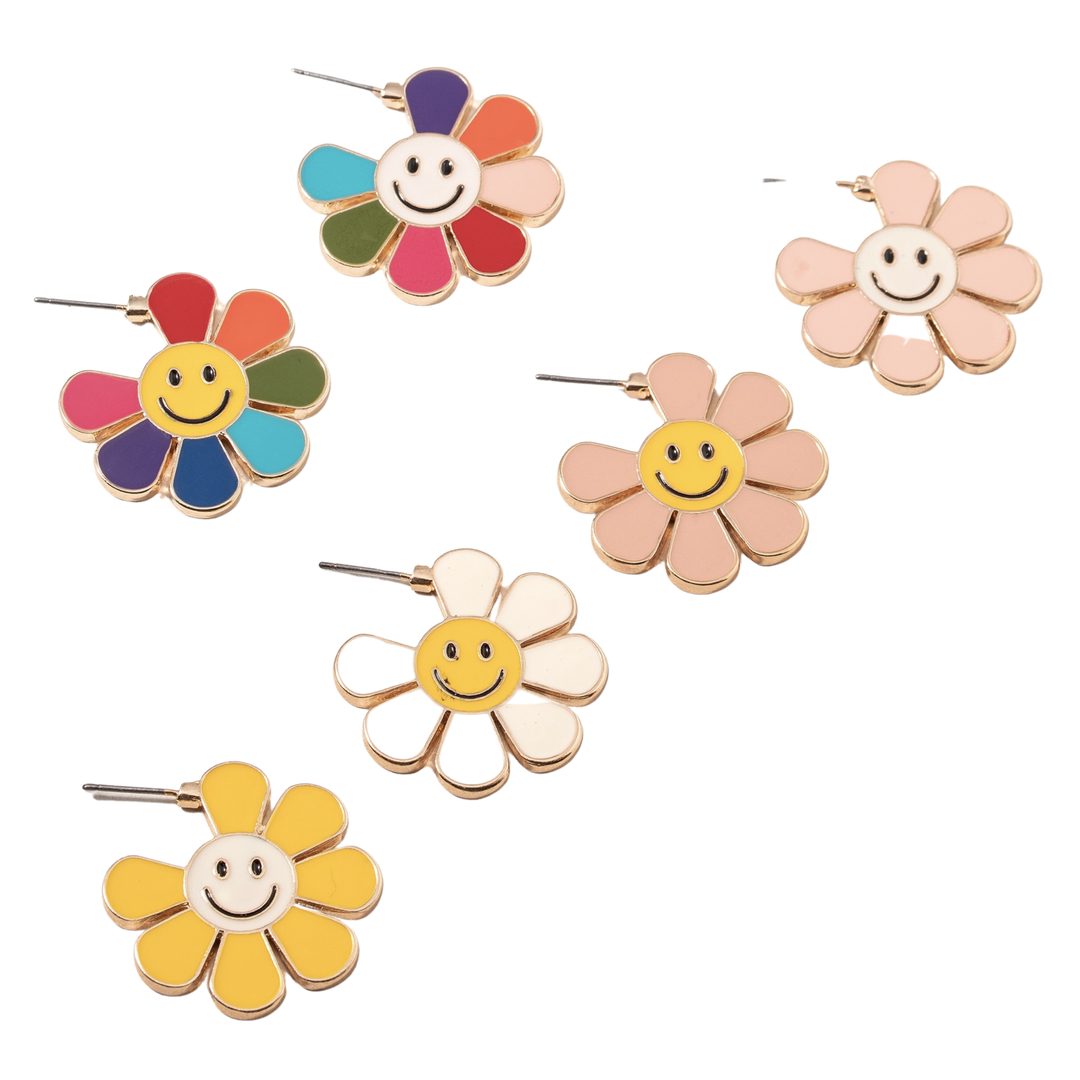 Smile Flower Dangle Earrings