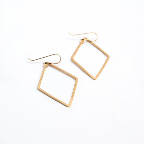 Single Diamond Gold Dangle Earrings