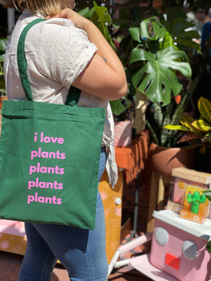 Green "I Love Plants" Tote