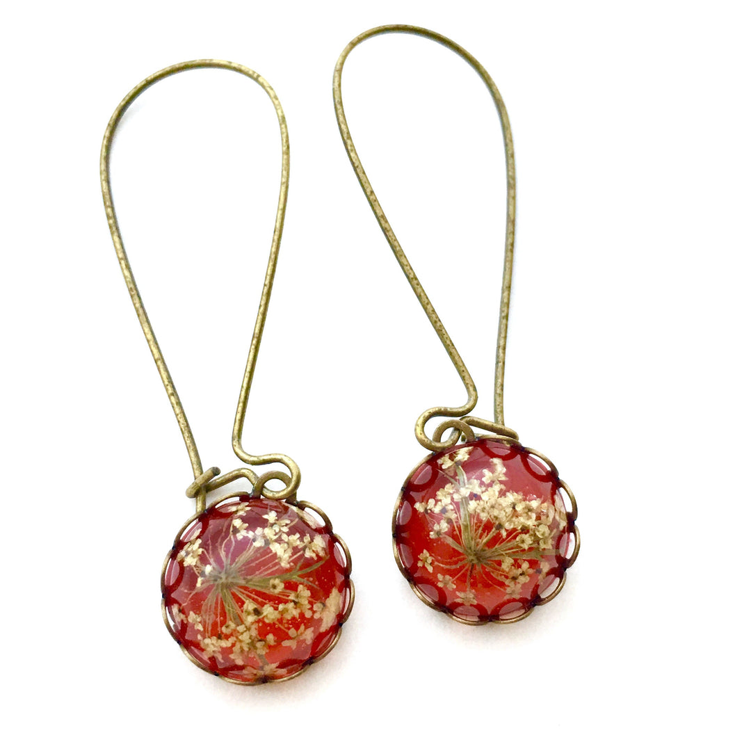 Queen Anne's Lace Small Resin Drop Earrings