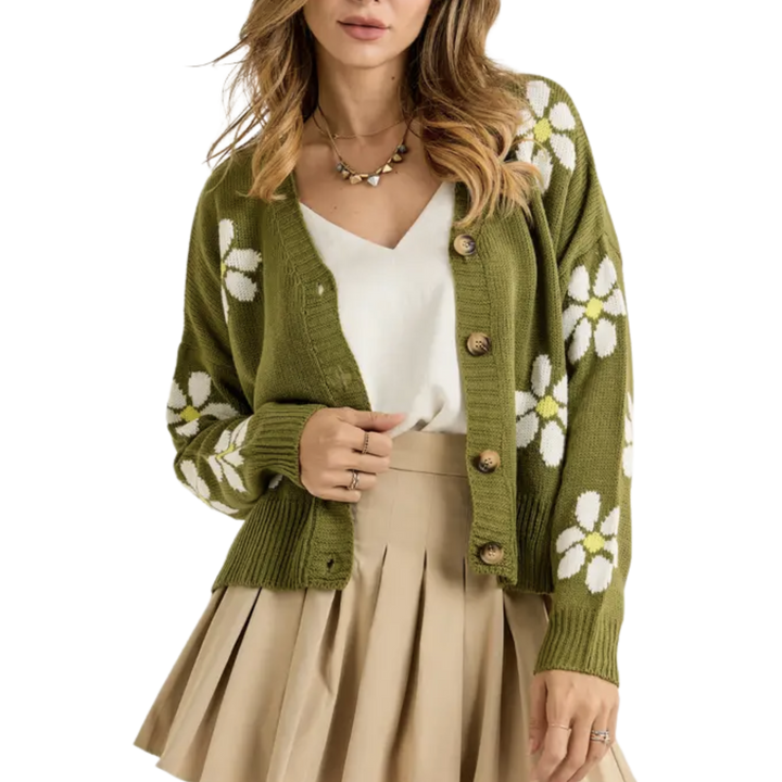Floral Print Long Sleeve Cardigan