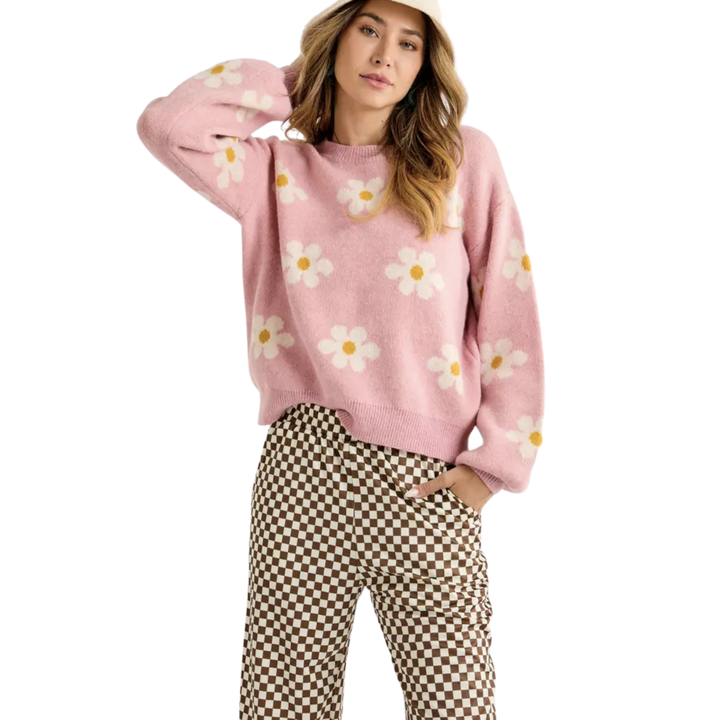 Baby Pink Long Sleeve Round Neck Sweater