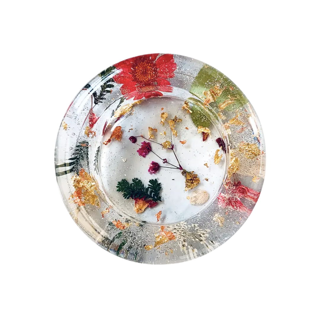 Candle Holder | Handmade | Clear with Real Botanicals