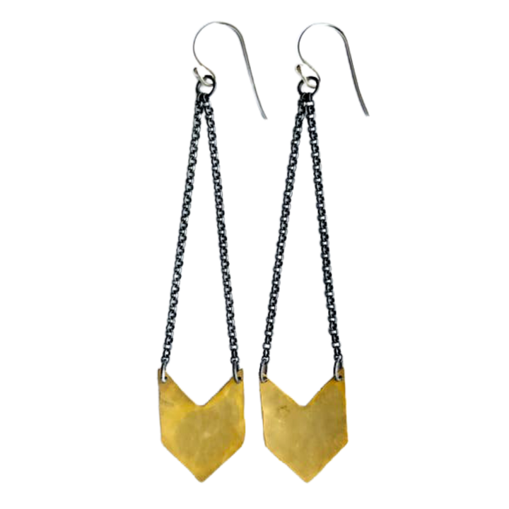 Chevron Earrings - Brass - Single