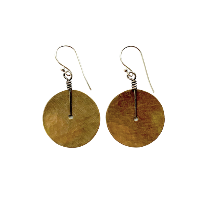 Brass Disc Earrings - Small