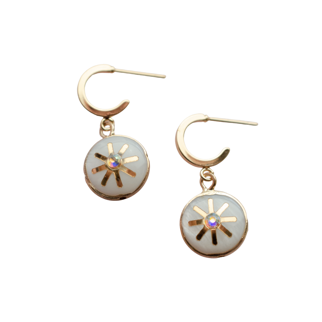 Rhinestone Pearl Hoop Earrings