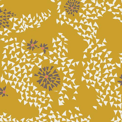 Organic Cotton Infinity Scarf - Gold Blowing Dandelions