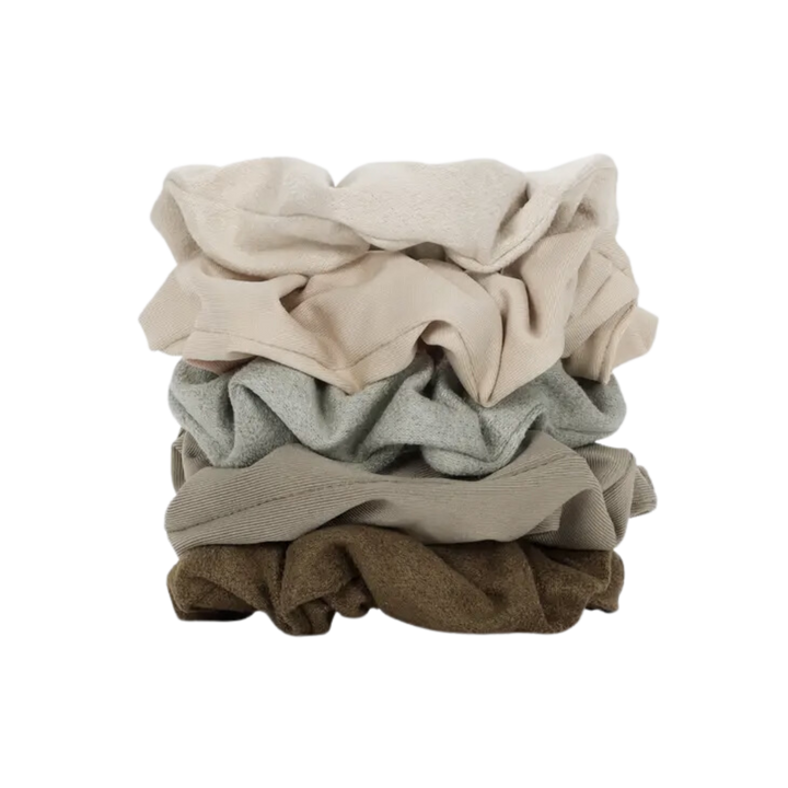 Assorted Textured Scrunchies - 5pc set