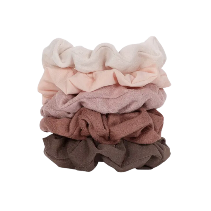 Assorted Textured Scrunchies - 5pc set