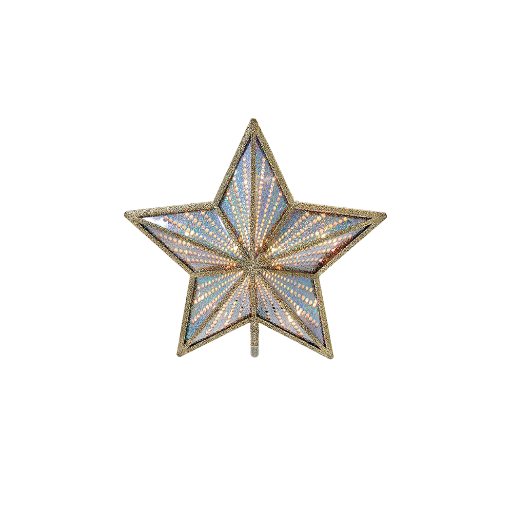 Lighted Gold & Iridescent Star Tree Topper