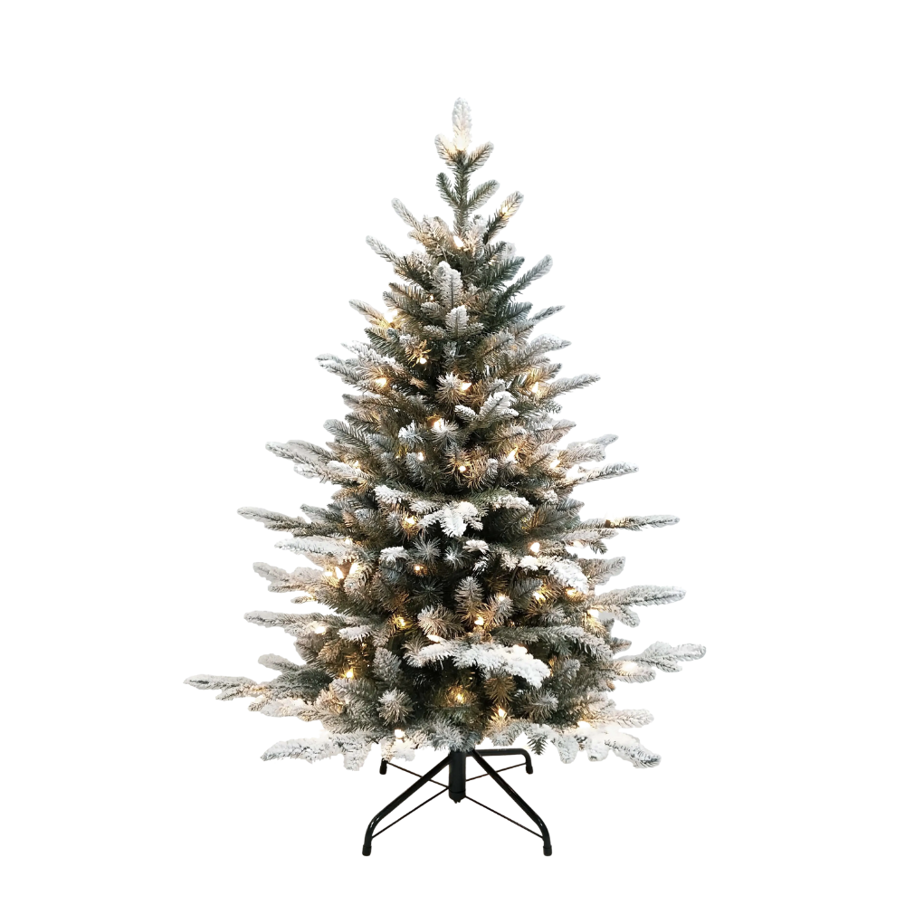 4 Foot Pre-Lit Clear Frosted Pine Tree