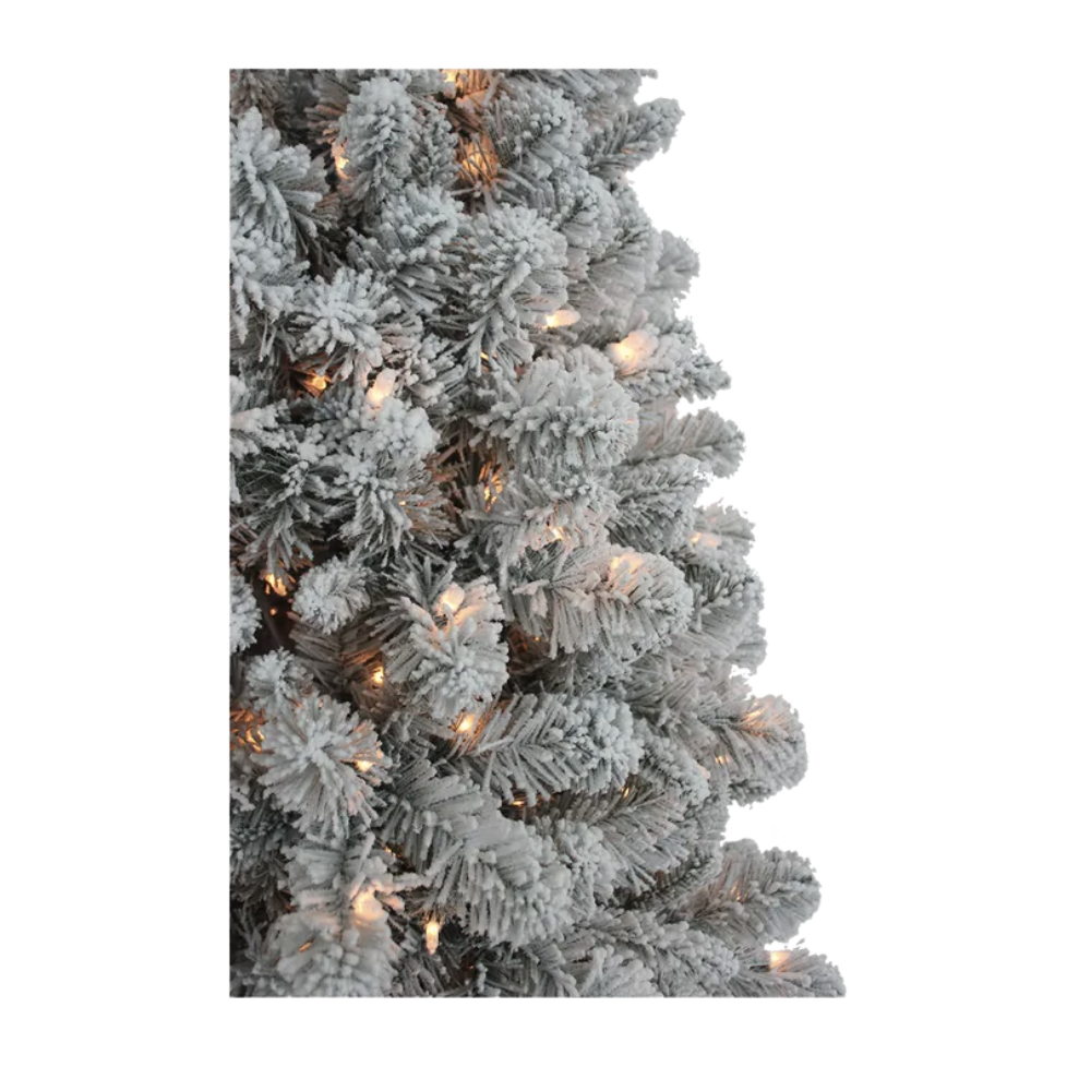7 Foot Pre-Lit New Brunswick Flocked Spruce Tree