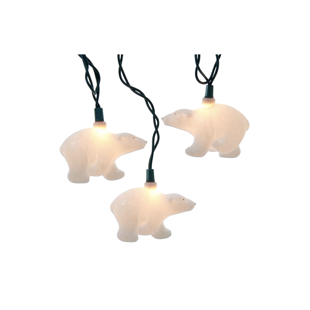 White Glitter Bears Light Set