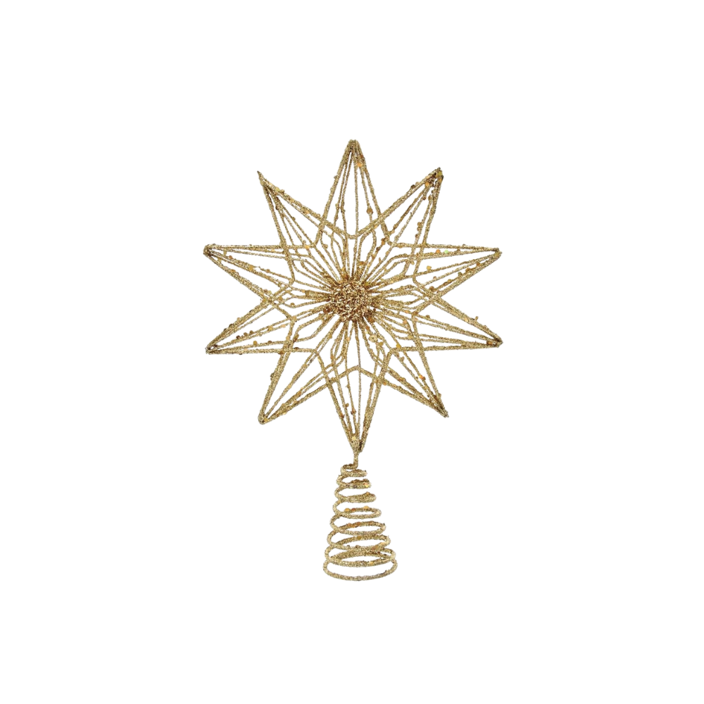 Gold Glitter Polygnal Star Tree Topper