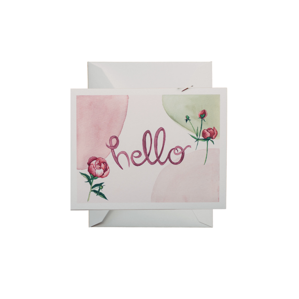Hello Peonies Greeting Card