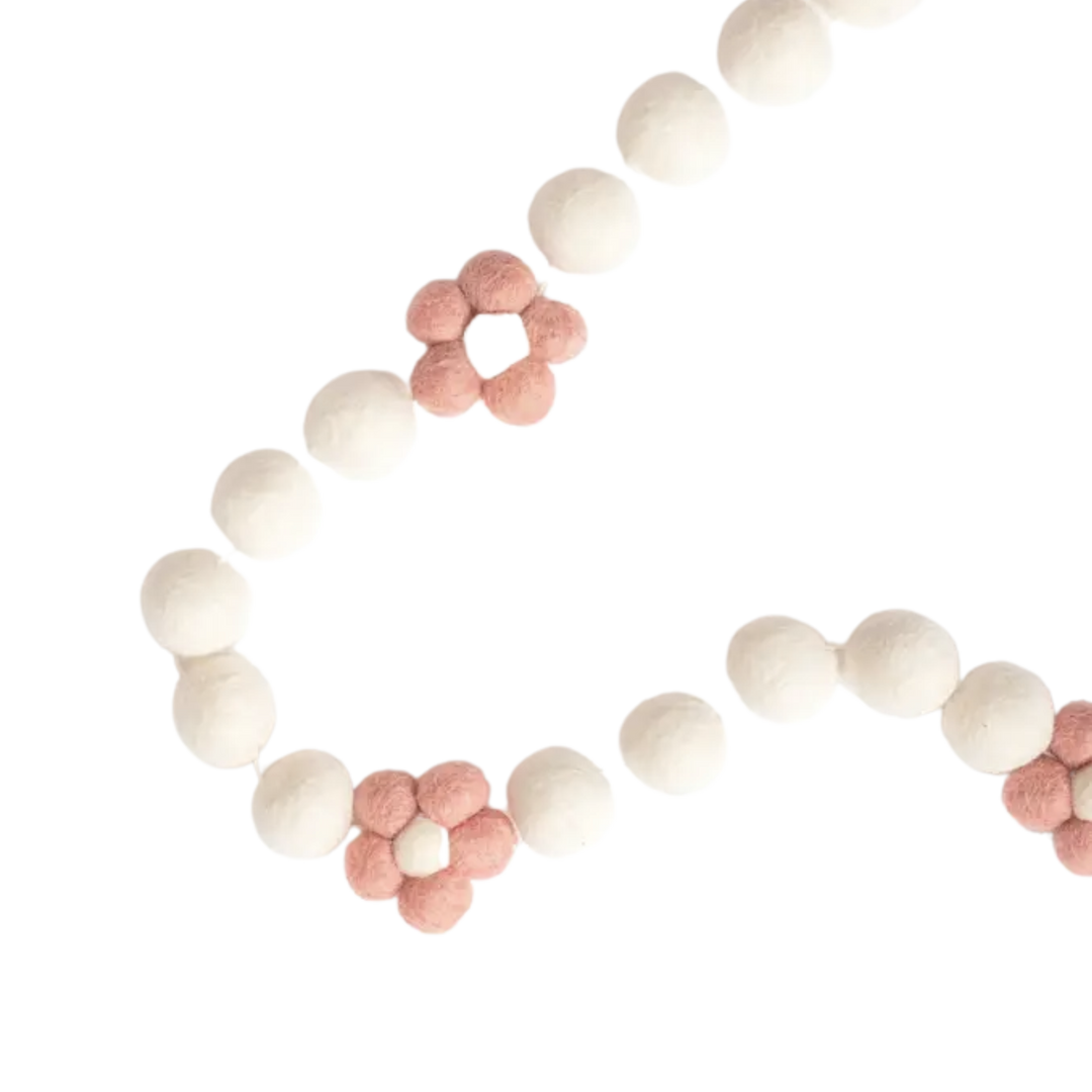 Pink Daisy Flower Felt Garland