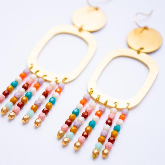 Long Beaded Statement Earrings