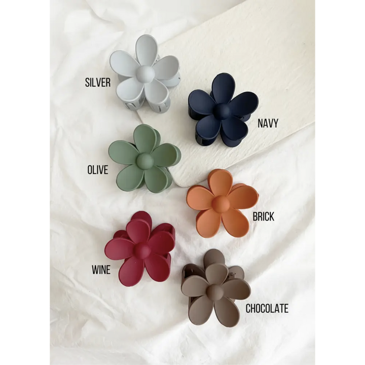 Flower 3" Hair Clips, Matte Hair Claw (AVA)