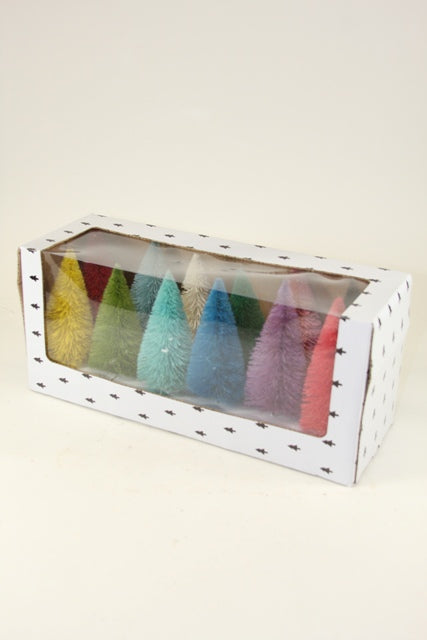 Rainbow Sisal Bottle Brush Trees Set