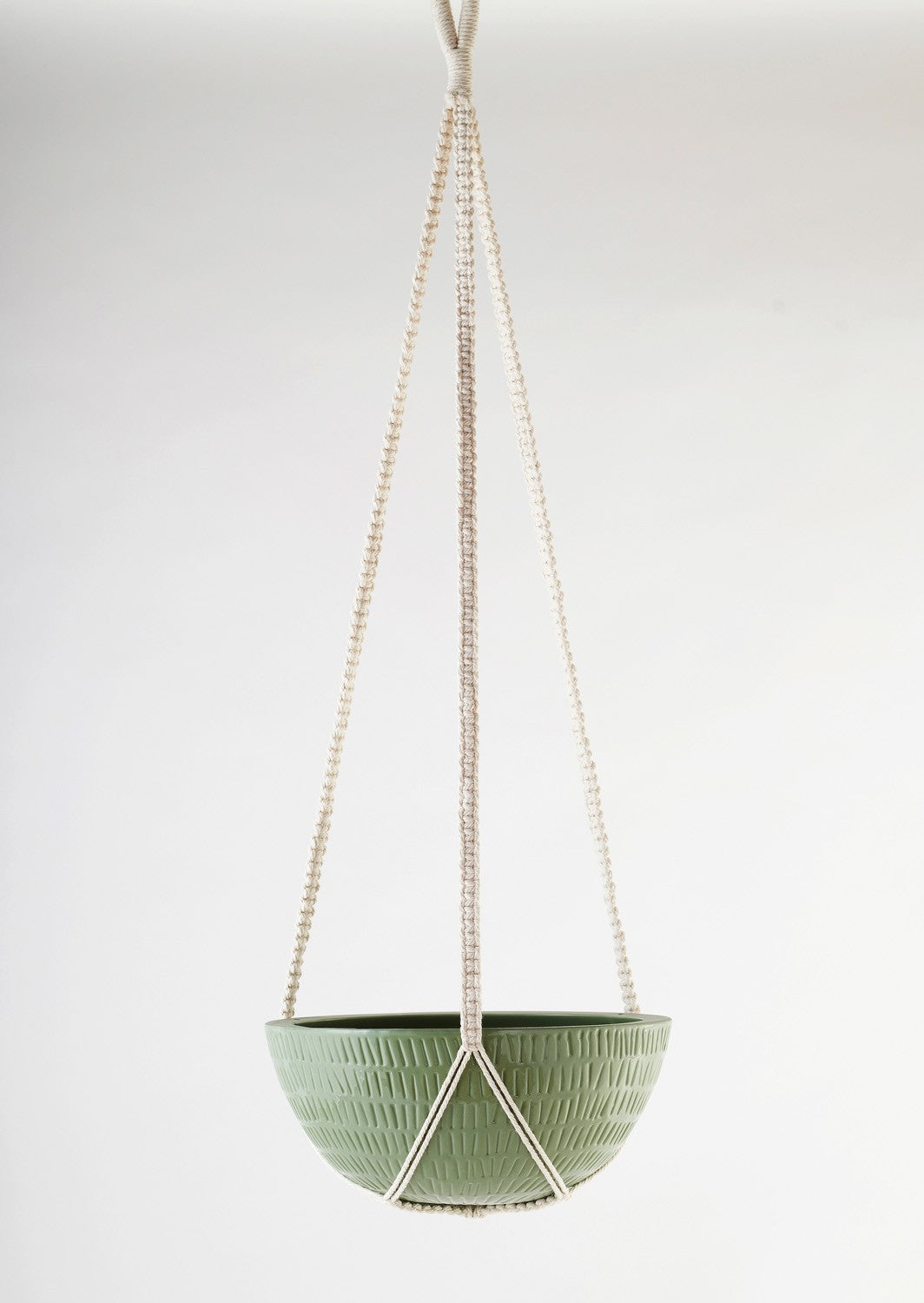 Macrame Hanging Planter - Olive Green