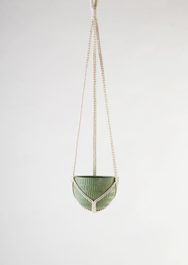 Macrame Hanging Planter - Olive Green