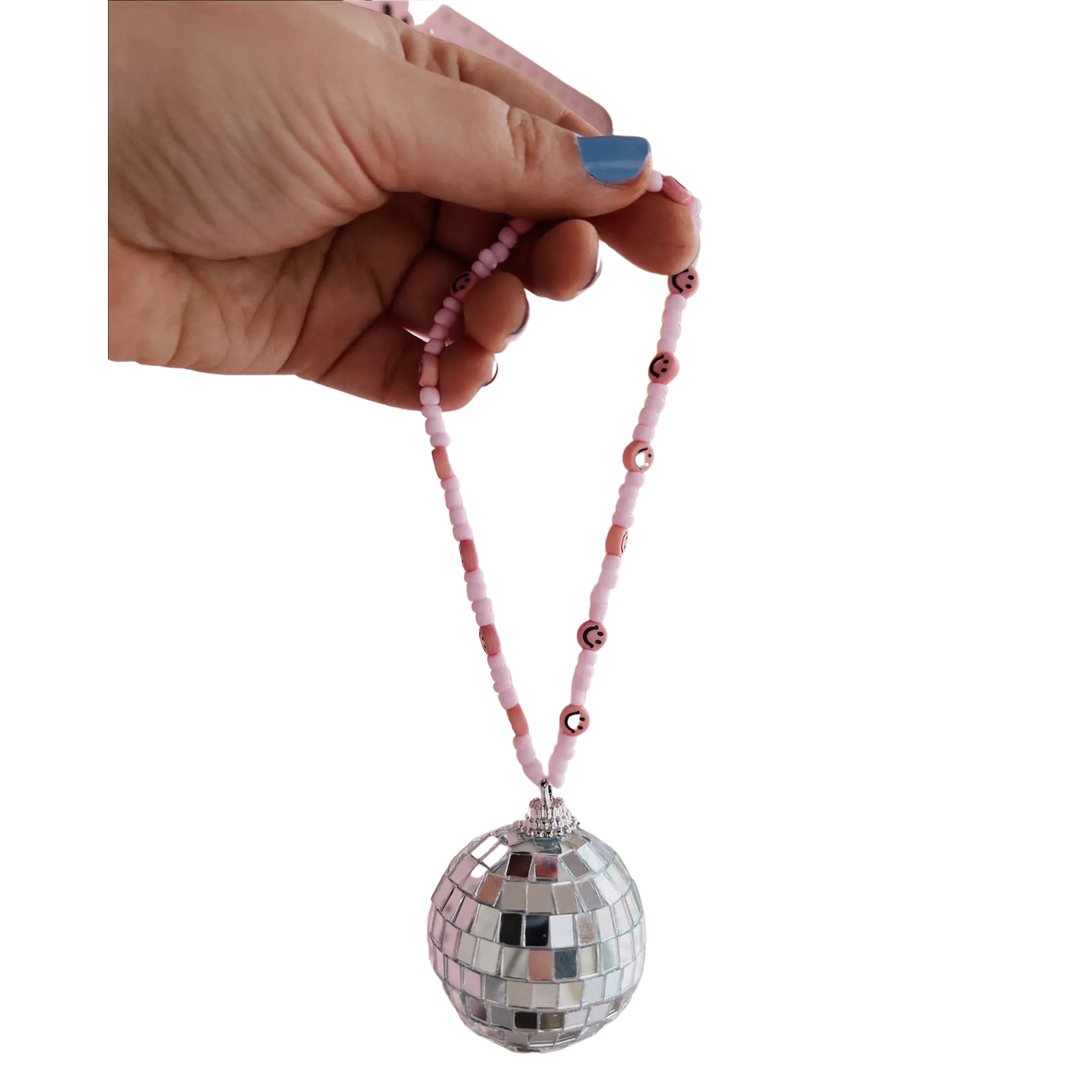 pretty in pink disco ball car charm