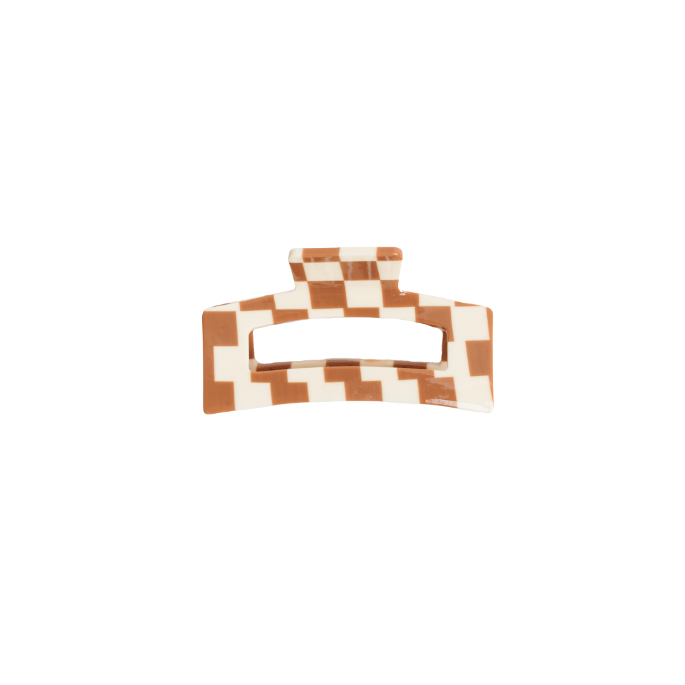 Brown Checkered Hair Claw