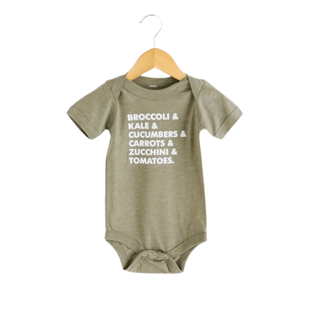Veggies List Baby Onesie