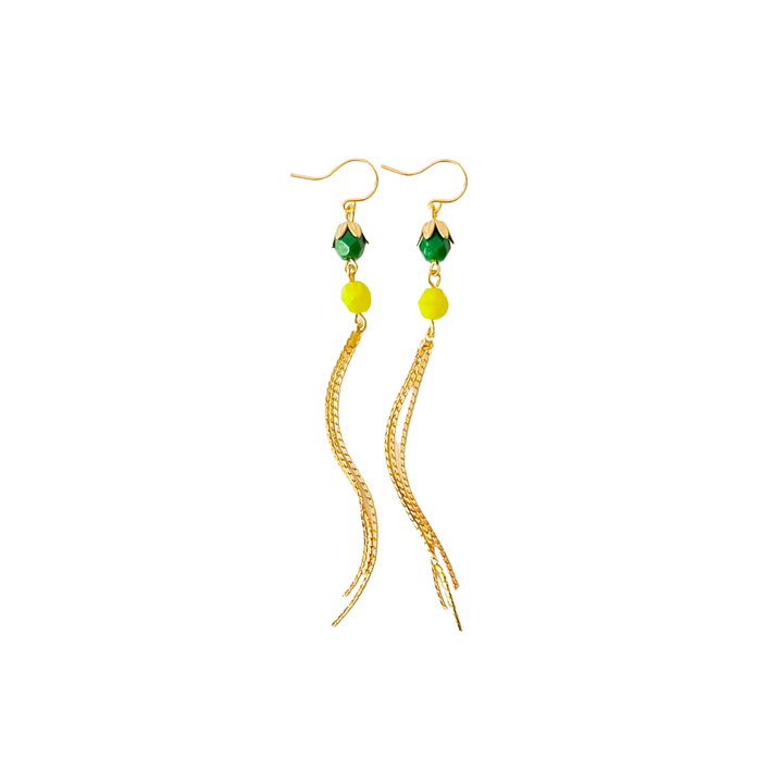 Colorful Gold Chain Tassel Earrings