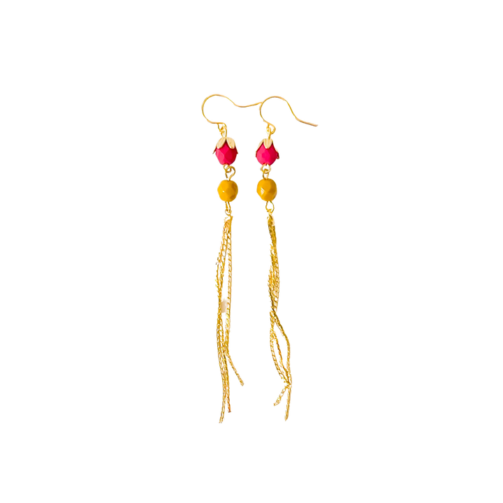 Colorful Gold Chain Tassel Earrings