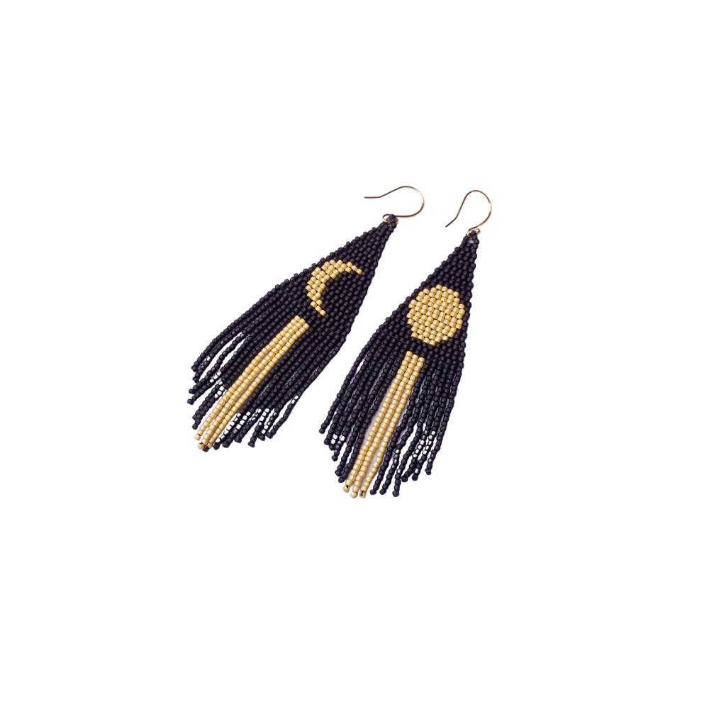 Moon & Sun Fringe Earrings