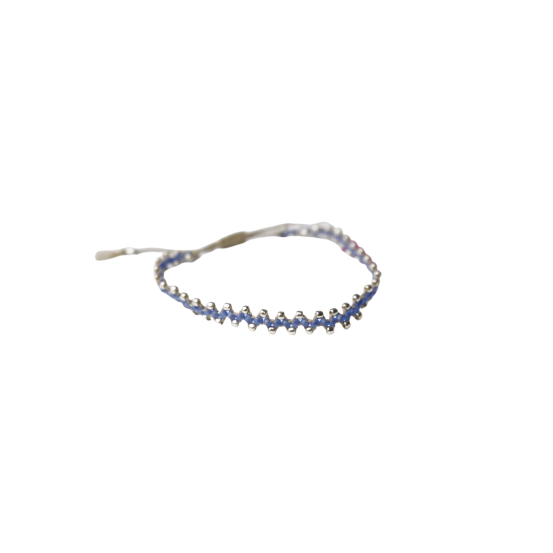 Minimal Silver & Blue Braided Adjustable Bracelet