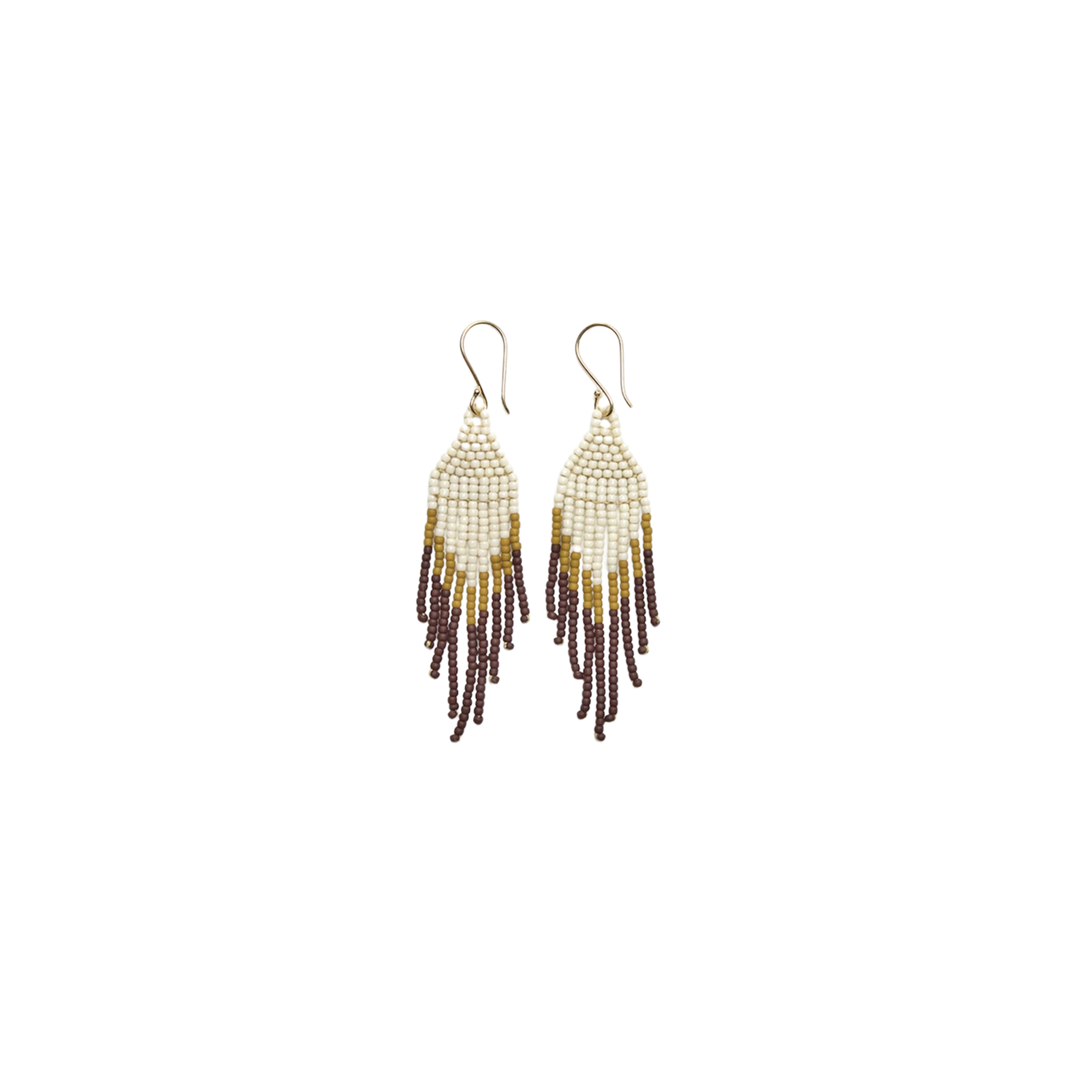 Neutral Beaded Fringe Earrings