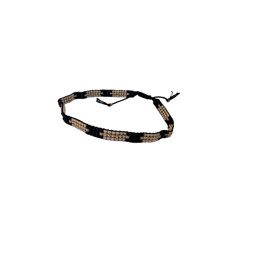 Black, White and Gold Anklet