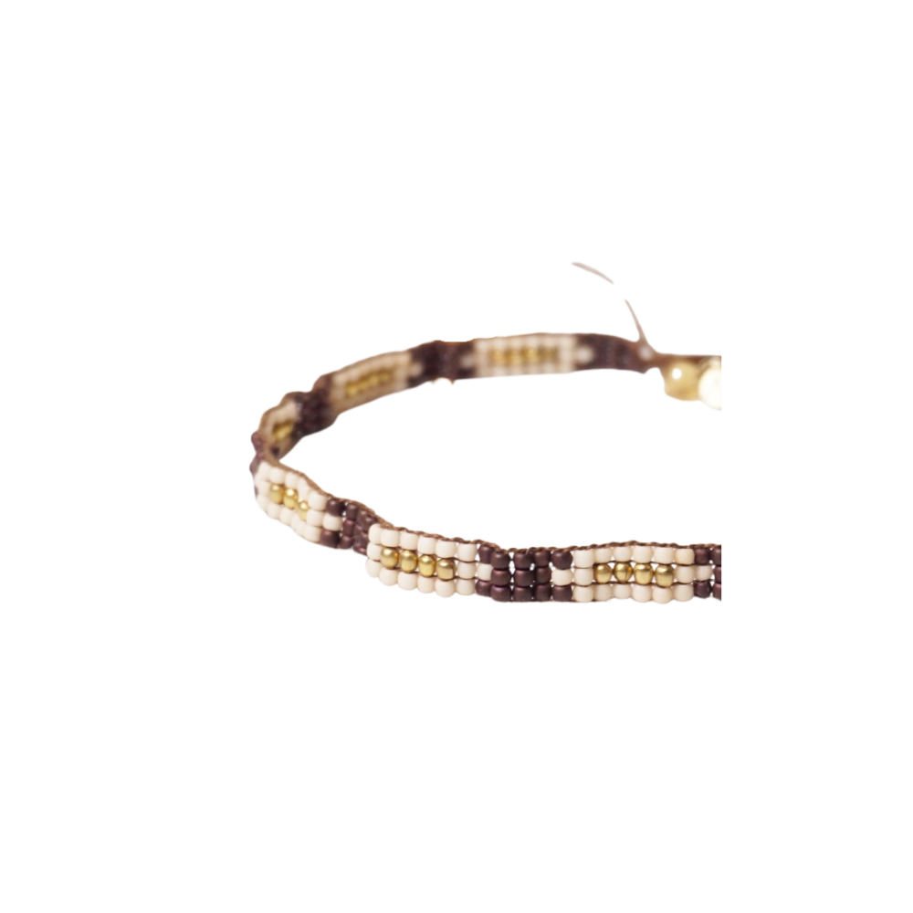 Brown, White and Gold Anklet