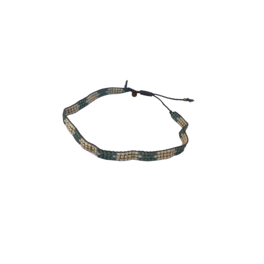 Green, White and Gold Anklet