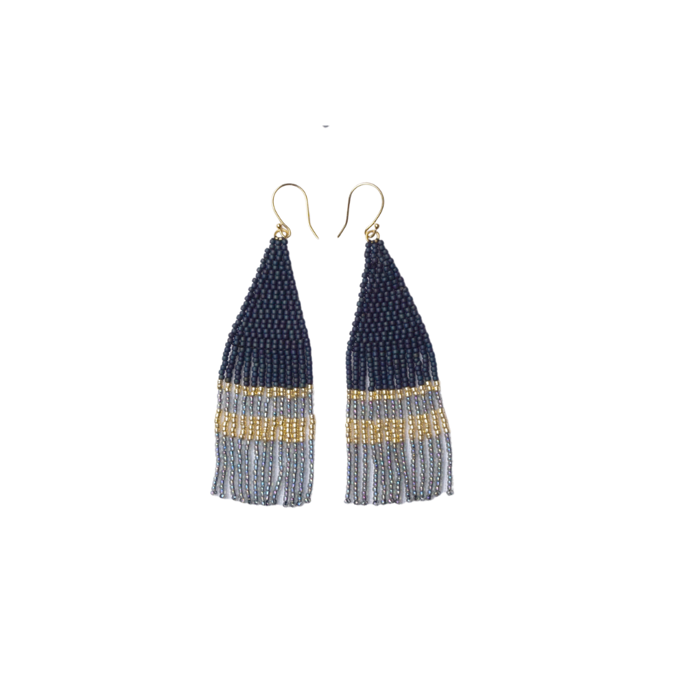 Blue and Gold Fringe Earrings