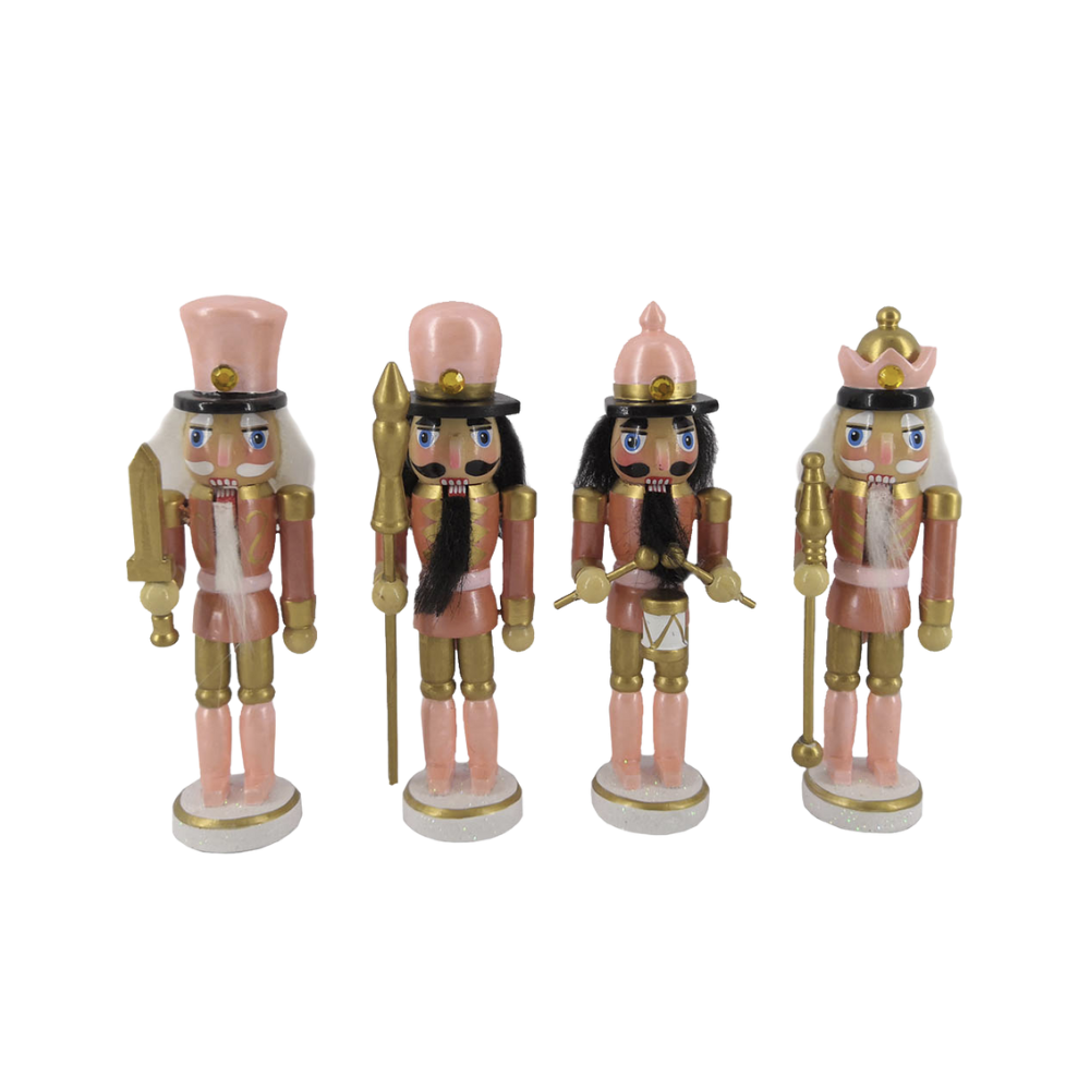 Rose Gold 5 inch Nutcracker Ornaments Set of 4
