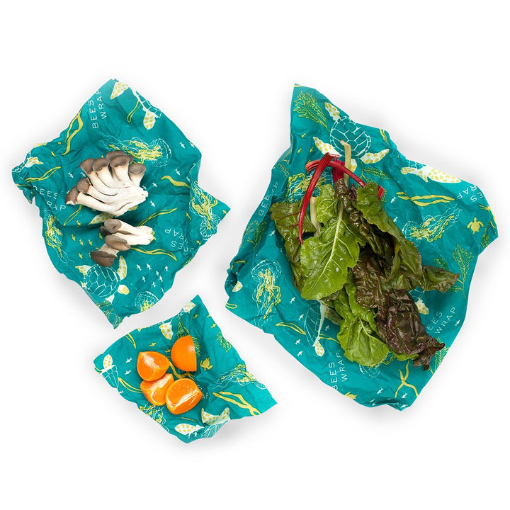 Set of 3 Assorted Wraps in Oceans Print Bee's Wrap
