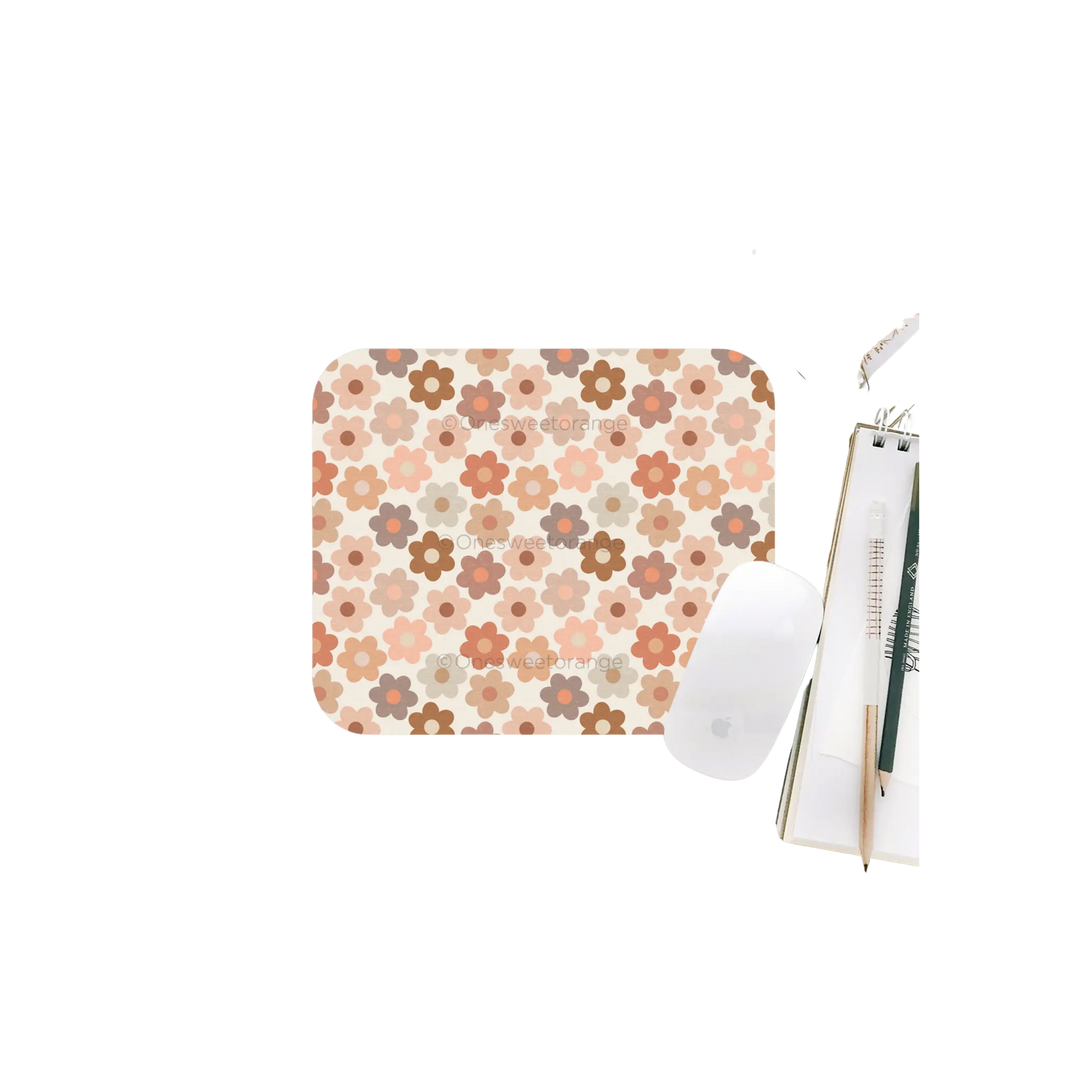 Terra Daisy Floral Rectangular Mouse Pad