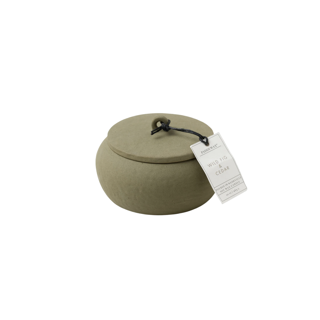 Cali 5oz Textured Green Ceramic with Lid Wild Fig & Cedar