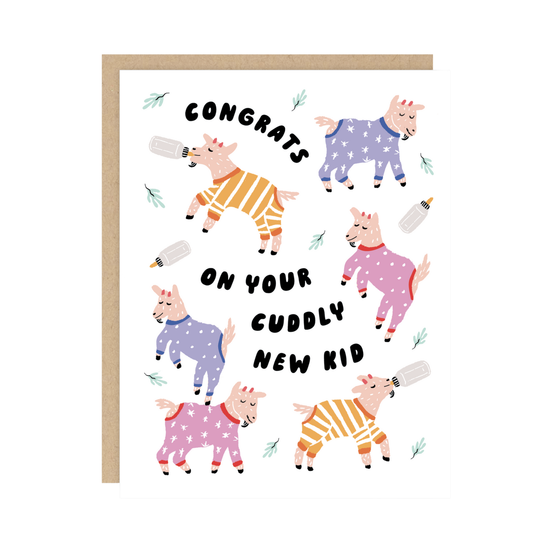 Cuddly Goats Baby Card