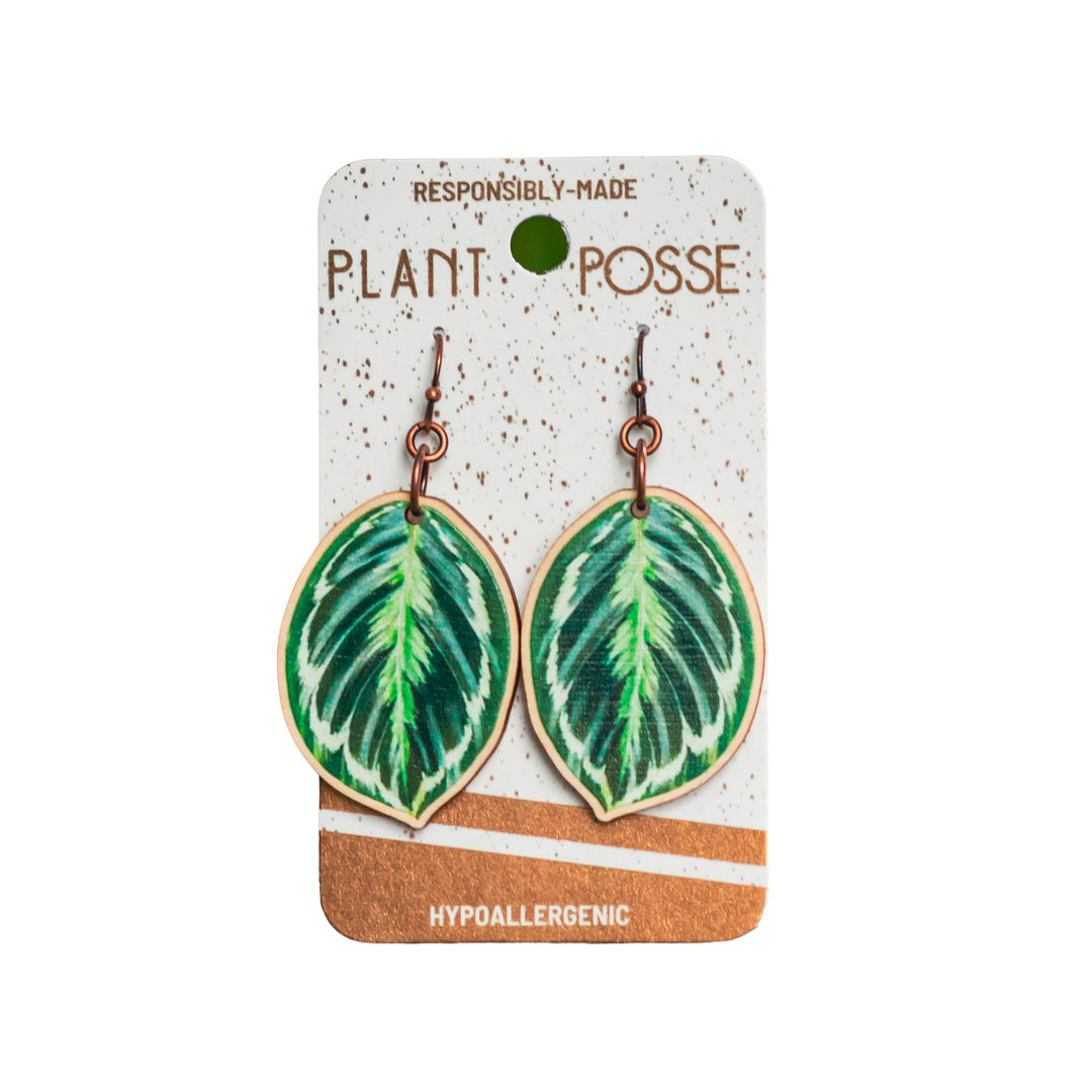 Medallion Prayer Plant Dangle Earrings