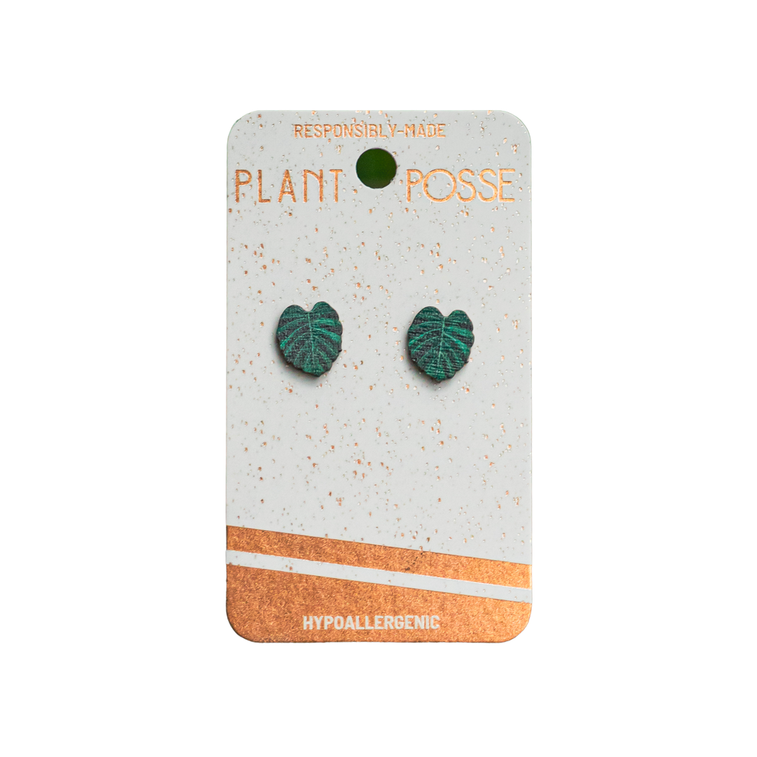 Monstera Stud Earrings