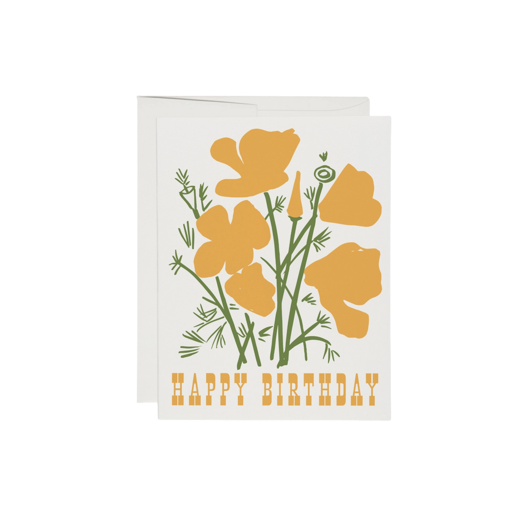 California Poppy Birthday Card
